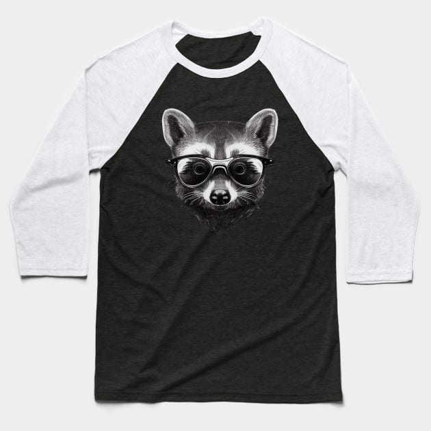 Raccoon with glasses Baseball T-Shirt by stkUA